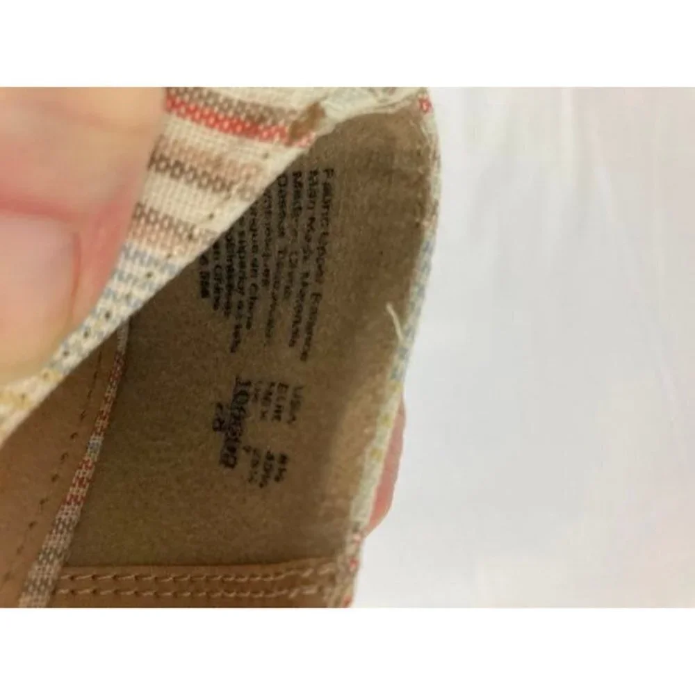 Womens American Eagle Stripe Canvas Espadrille‎ Wedge Tan White Blue W8.5
